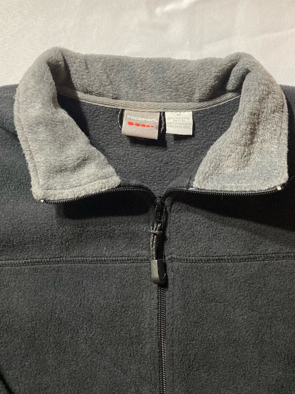 Prospirit Black Fleece Zip-Up Jacket with Gray Collar - Picture 2 of 6